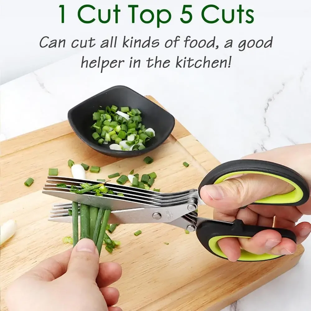 Herb Scissors 5 Blade - Tesoura multicamadas de cozinha, 5 lâminas,