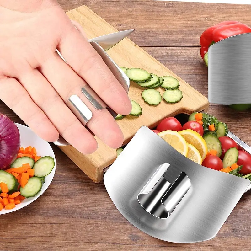 Kitchen Hand Gadgets - Protetor de dedos de aço inoxidável,