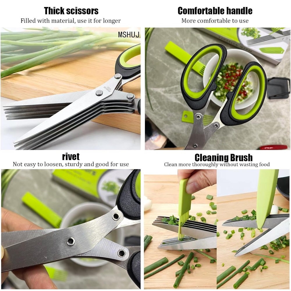 Tesoura multicamadas de cozinh - Herb Scissors 5 Blade avaliação e preço