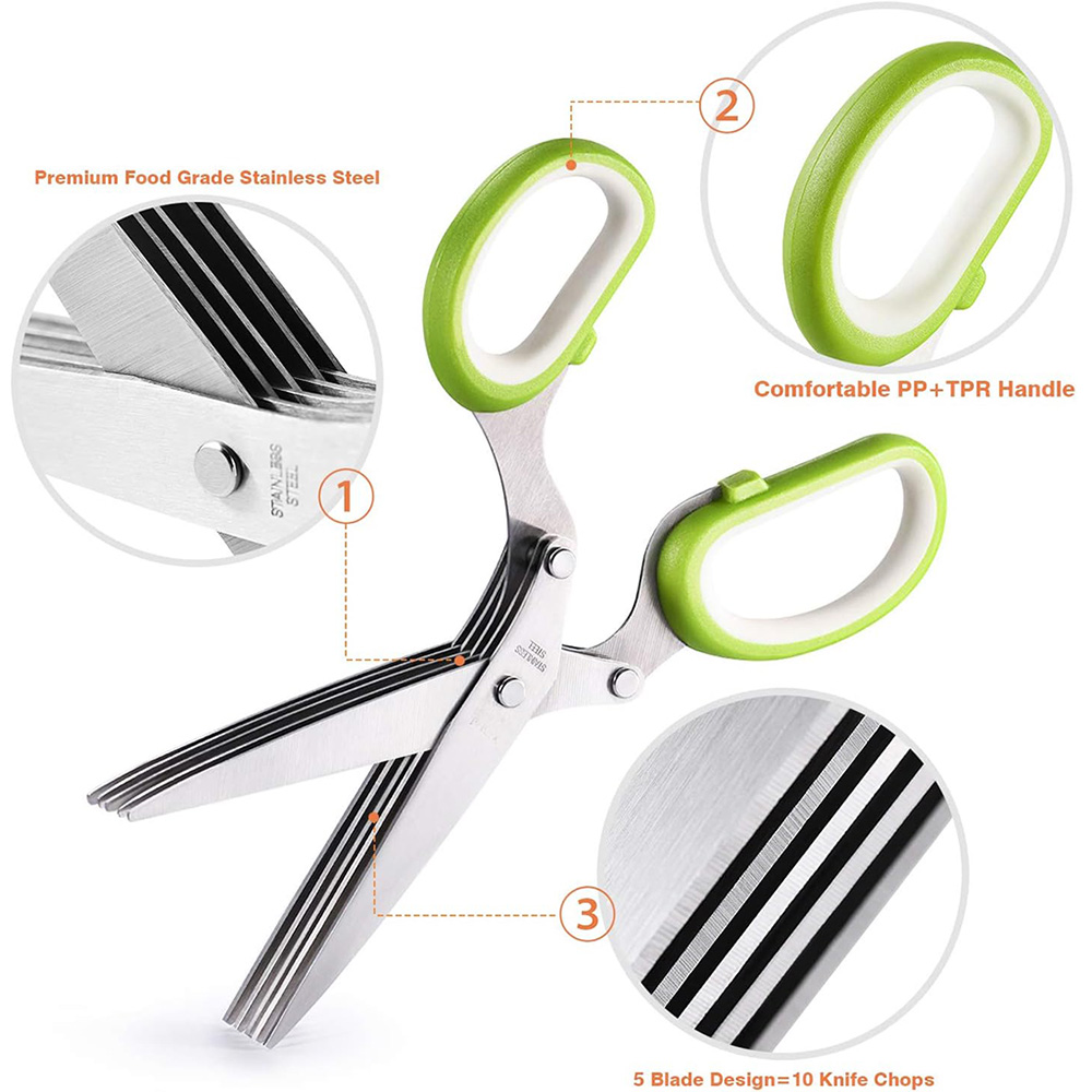Tesoura de ervas de aço inoxid - Herb Scissors 5 Blade avaliação e preço